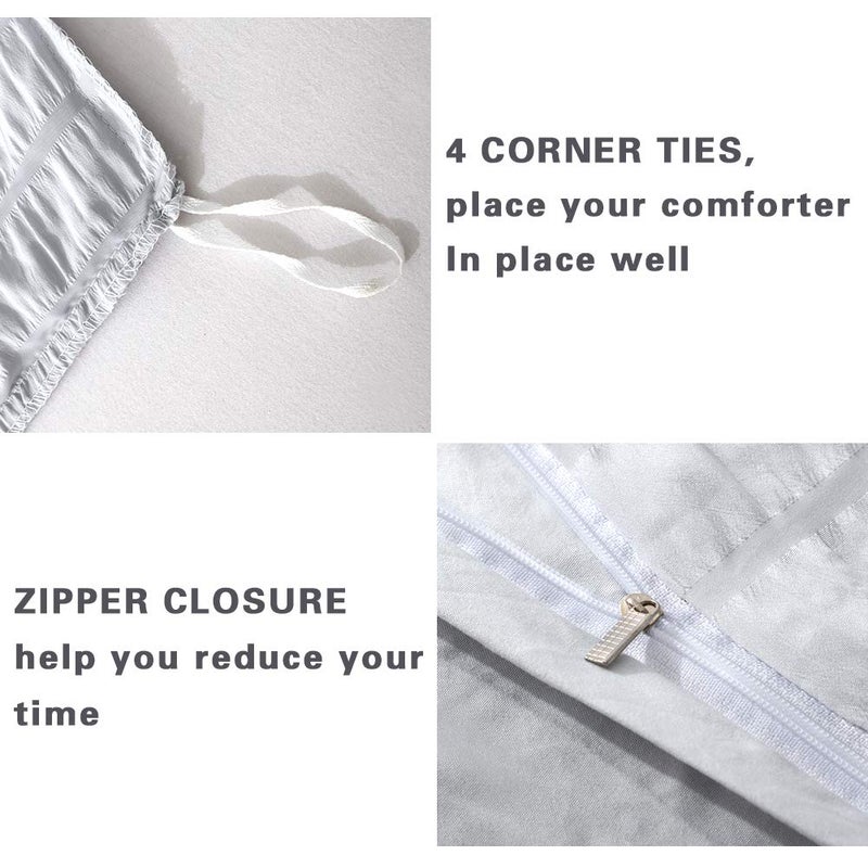 AveLom Light Gray Duvet Cover Cal King(104 x 98 inches), 3 Pieces (1 Duvet Cover, 2 Pillowcases), Seersucker Striped Soft Washed Microfiber, Textured Duvet Cover Set with Zipper Closure, Corner Ties - Image 4